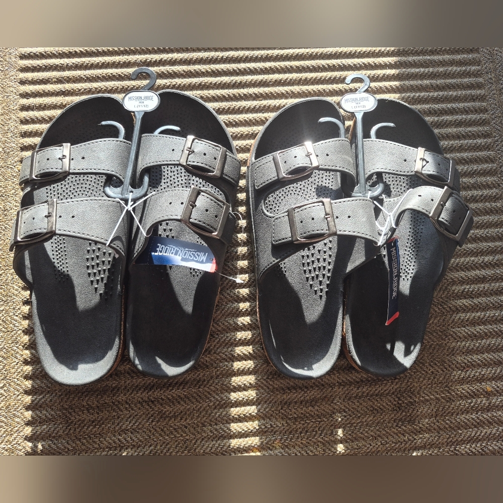Mens Adjustable Black Sandals Set Of 2
